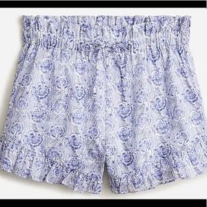 JCrew Cotton voile ruffle beach short in dandelion swirl